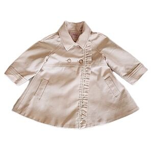 Baker by Ted Baker Toddler Girls Trench Coat Sz 12-18 M Pink Pastel Ruffle Event